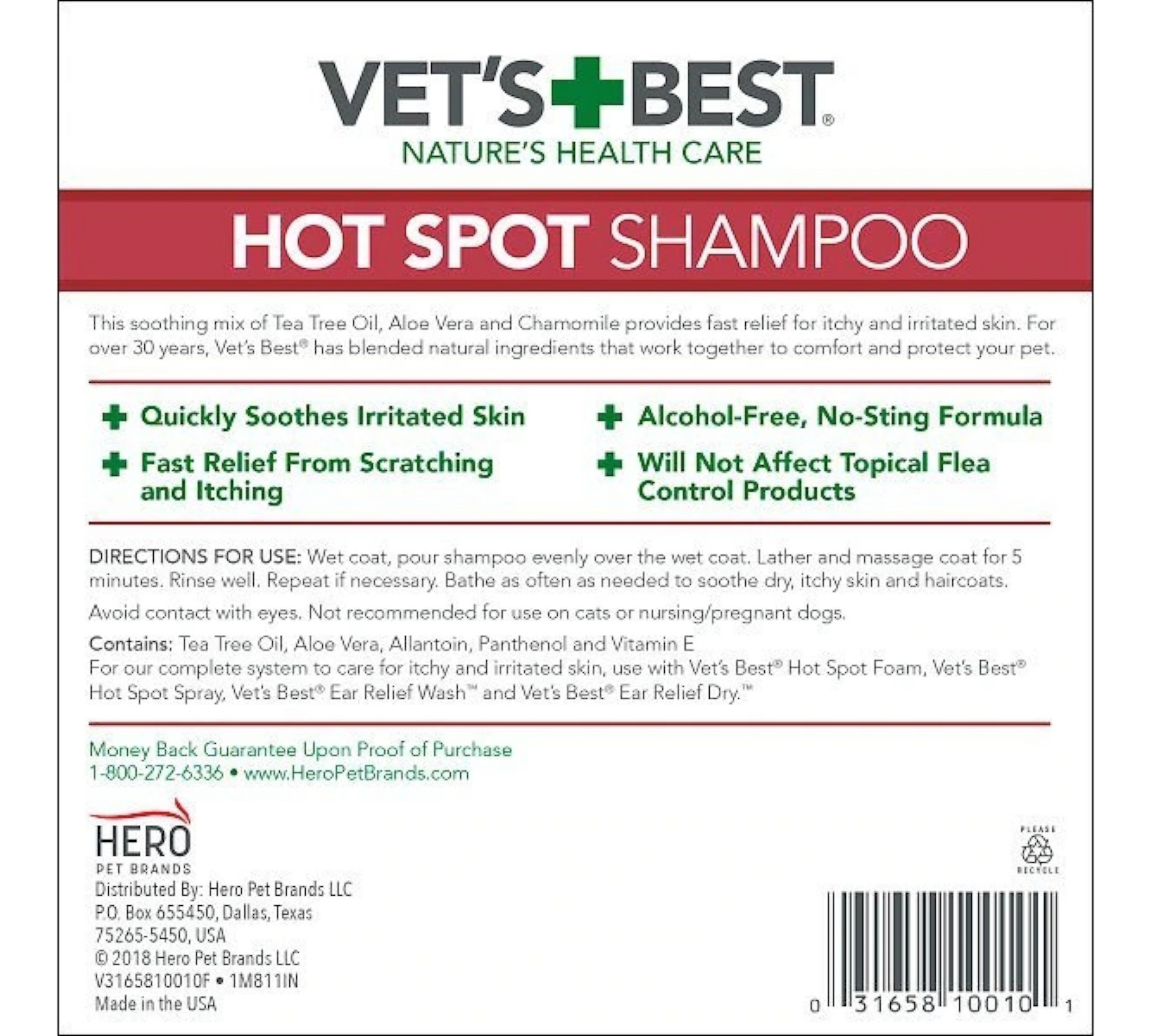 Canine's World Dog Shampoos Vet's Best Hot Spot Shampoo for Dogs, Vet's Best