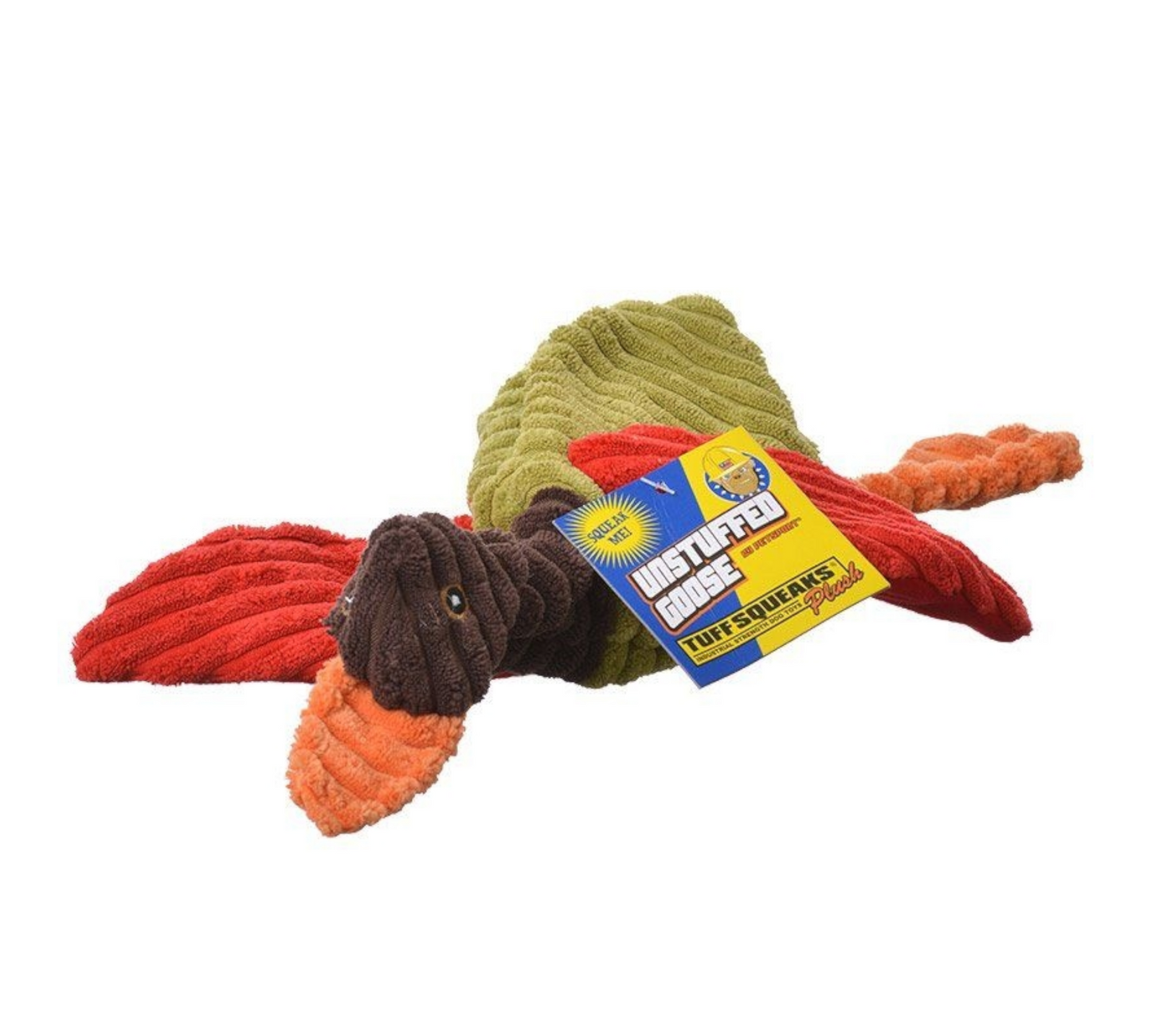Petsport Tuff Squeak Unstuffed Goose Plush Dog Toy, Color Varies