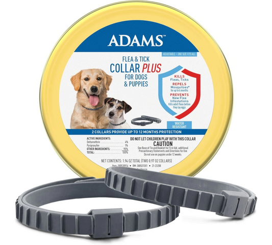 Adams Plus Flea & Tick Collar for Dogs & Puppies, 2 Collars [12-mos. supply]