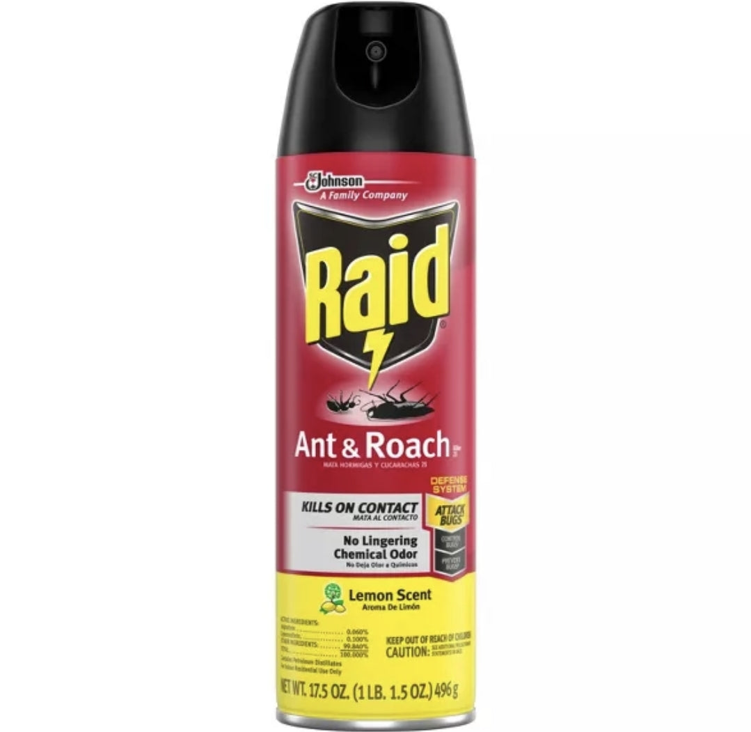 Canine's World Bug Killer Spray Raid Ant & Roach Killer 26 - Lemon Scent Raid