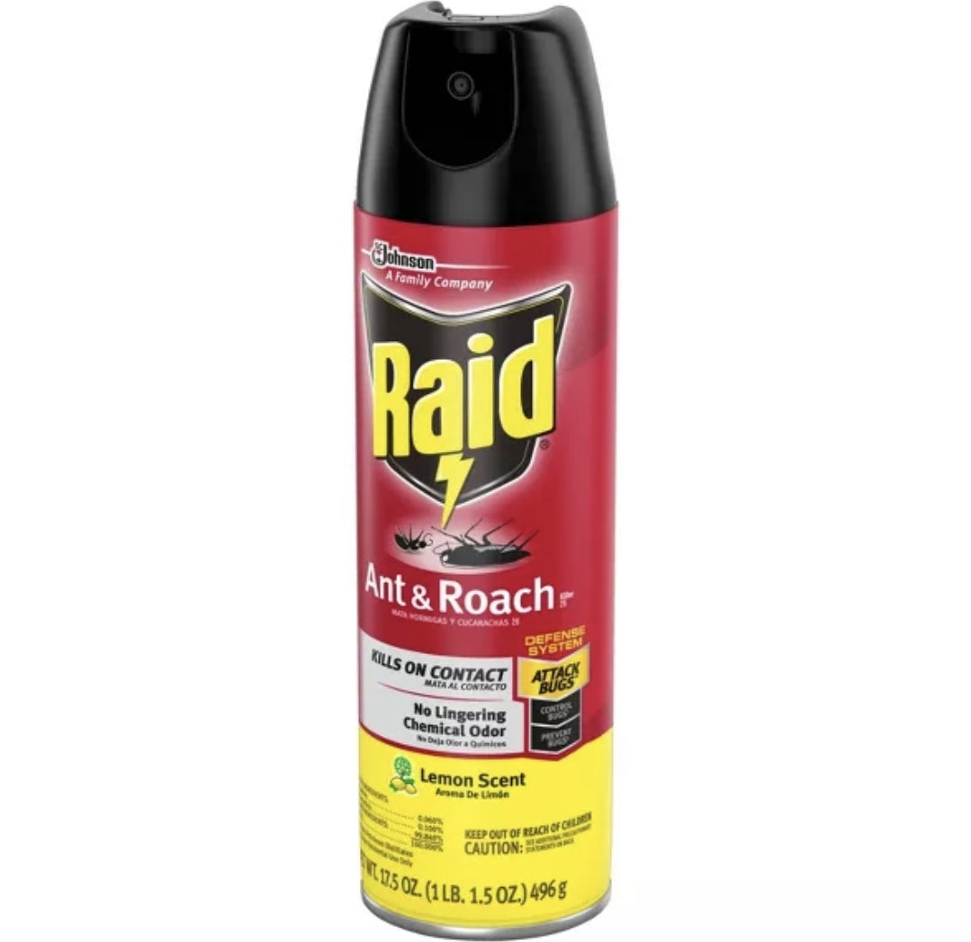 Canine's World Bug Killer Spray Raid Ant & Roach Killer 26 - Lemon Scent Raid