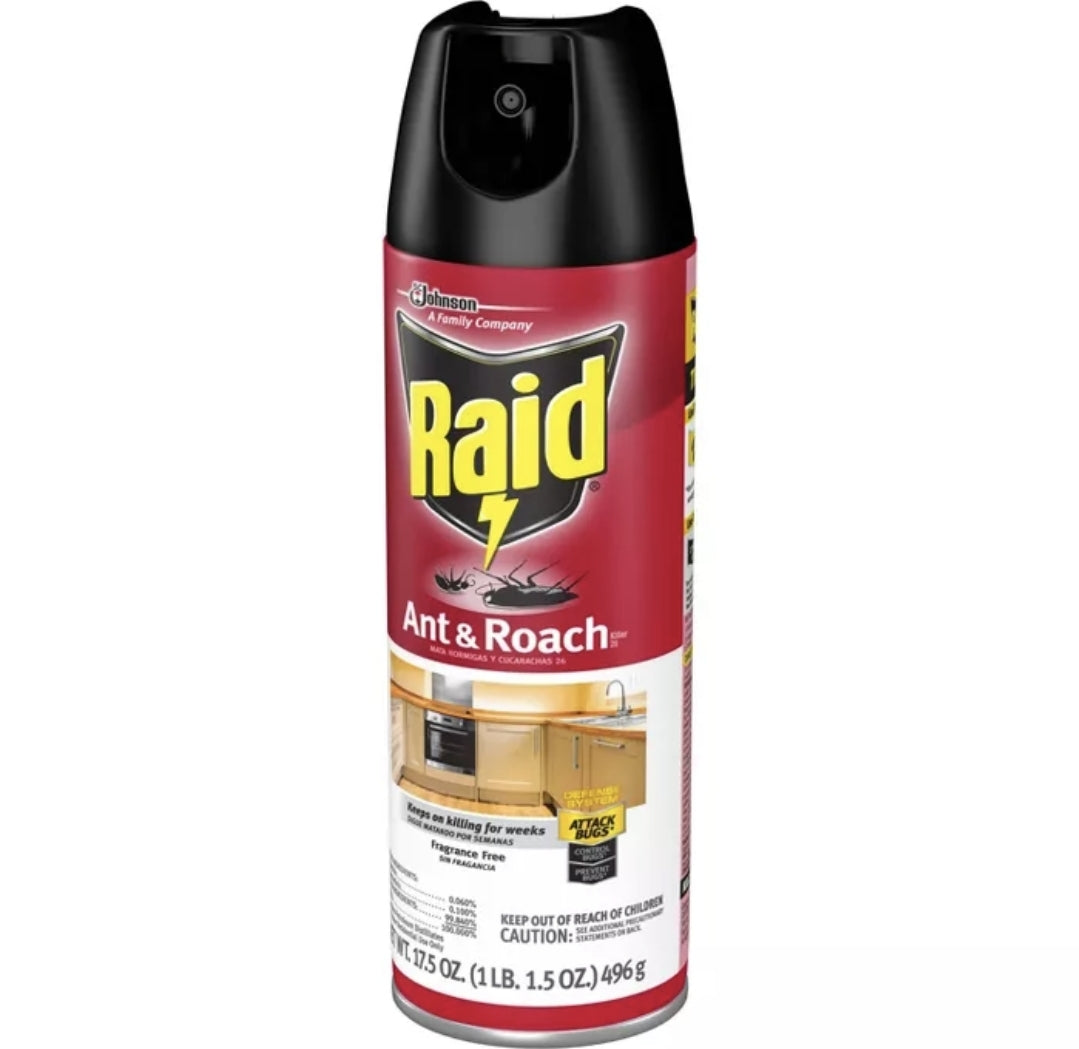 Canine's World Bug Killer Spray Raid Ant & Roach Killer Fragrance Free Raid