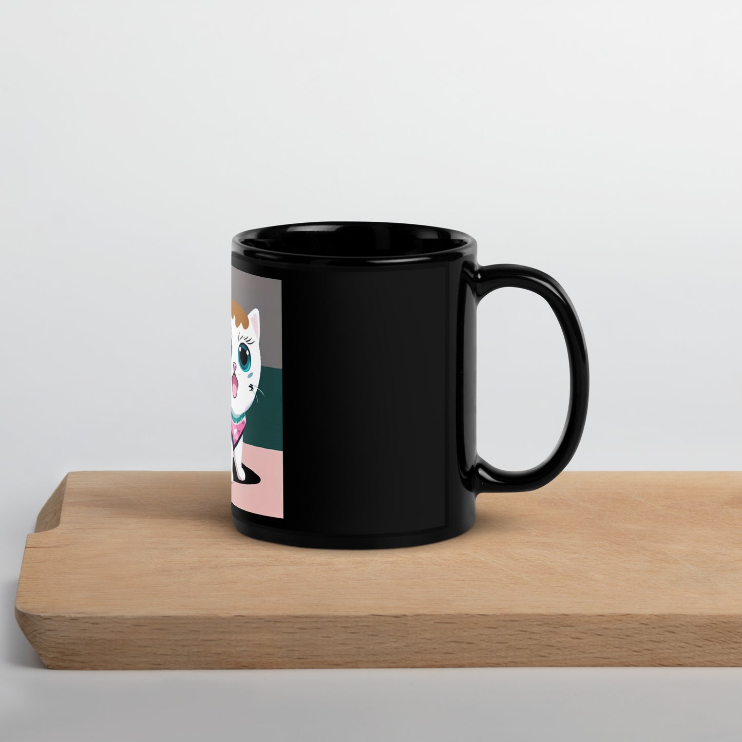 Black Glossy Mug Kitty